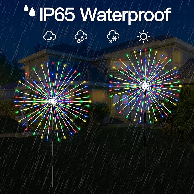 Outdoor Solar Garden Lights,Firework Lights 4 Pack Waterproof Decorative Pathway Lights,120Led Firefly Lights Solar | Lumora