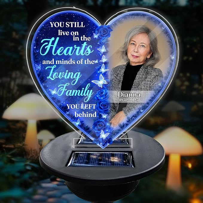 Personalized Memorial Solar Lights - Outdoor Light Garden Decor - Grave Decorations for Cemetery Memorial Sympathy Gift for Loss of Loved One