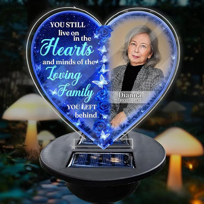 Personalized Memorial Solar Lights - Outdoor Light Garden Decor - Grave Decorations for Cemetery Memorial Sympathy Gift for Loss of Loved One