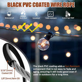 String Light Hanging Kit, Full Black Globe String Lights Suspension Kit w/ 100FT PVC Coated Steel Cable & Enough | Lumora