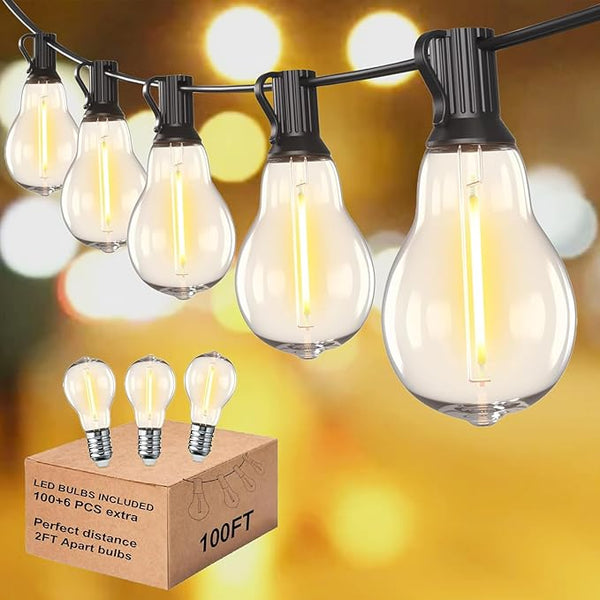Outdoor String Lights 100FT Waterproof LED Outdoor Lights for Patio with 53 Shatterproof LED Bulbs (3 | Lumora