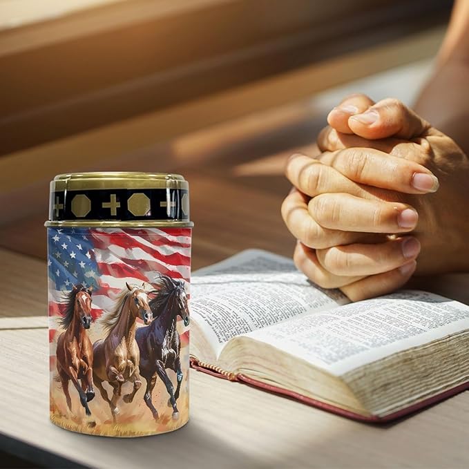 US Flag Horse Solar Lights Outdoor Garden Lights Waterproof Horse Pathway Lights Solar Powered Lantern Landscape Lighting LED Lantern for Outside Yard Patio