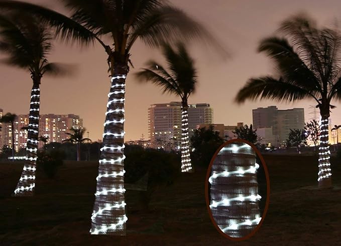 Solar Rope Lights Outdoor, 23ft 50LED Outdoor Rope String Lights Waterproof Copper Tube Wire String Lights for Garden,Yard, Path, Fence, Stairs, Backyard, Patio (Cold White)