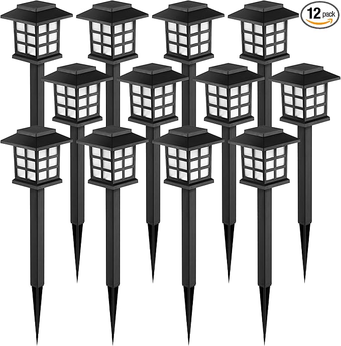 GIGALUMI Solar Outdoor Lights,12 Pack LED Solar Lights Outdoor Waterproof, Solar Walkway Lights Maintain 10 Hours | Lumora