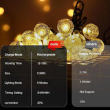 SeaShine Rechargeable Battery Operated String Lights - 13ft 20LEDs Crystal Globe String Lights, IP65 Waterproof | Lumora