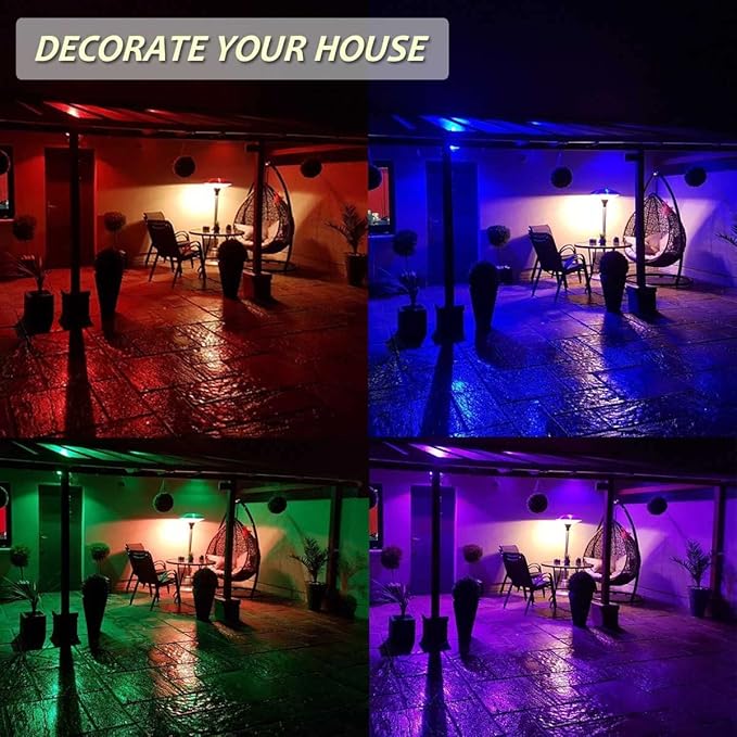 HANNAHONG 10W Color Changing RGB LED Landscape Spot-Light with Remote,5 Ft Cable Plug-in,4 Modes Flash,Dimmable,IP 66 Watrerproof Outdoor Christmas Tree Wheel Shirt Garden Decoration