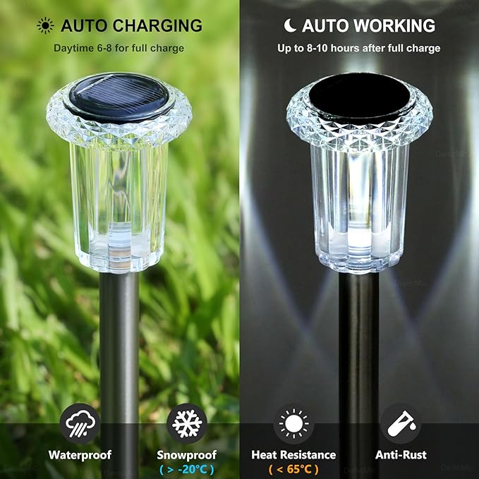 15 Pack Solar Pathway Lights Solar Lights Outdoor, Led Waterproof Yard Walkway Lighting Stainless Steel Garden | Lumora