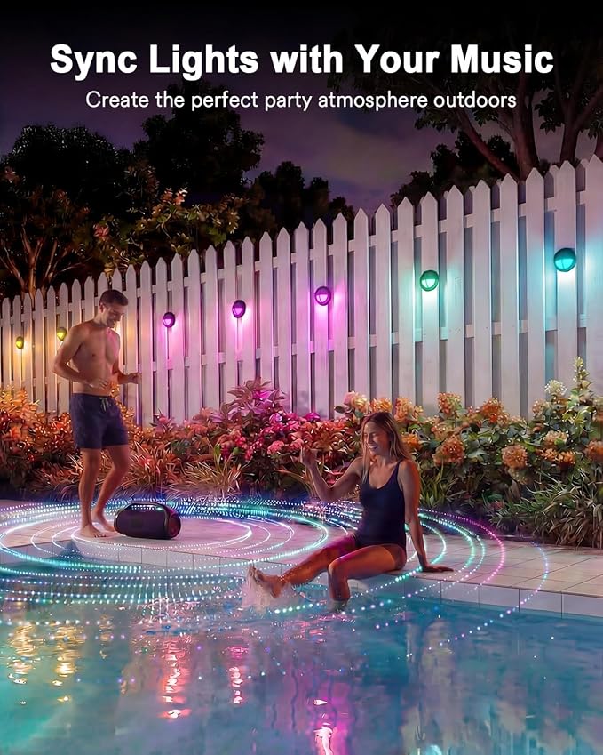 Lumary 12-24V Smart Low Voltage Deck Lights with Hub, 4Inch RGB+CCT Outdoor Privacy Fence Lights, IP65 Waterproof Landscape Lighting for Step, Deck, Patio, Works with Alexa & Google, 6Pack