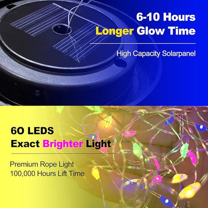 2 Pack 60LED Solar Globe Lights Outdoor Waterproof 4.7in Cracked Glass Solar Balls Lights for Outside Yard Pathway Patio Lawn Landscape Decor Ground for Christmas Holiday Decor w/ Box ( Glass White)