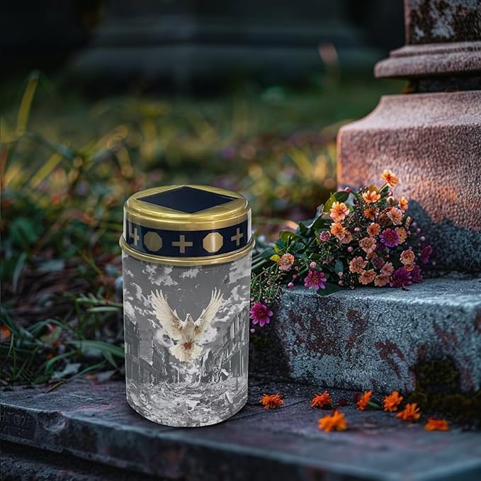 White Bird Garden Solar Light, Grave Solar Lights for Cemetery, Waterproof, Solar Powered, Easy to Install, Decorate Lawn, Patio, Fence, Backyard