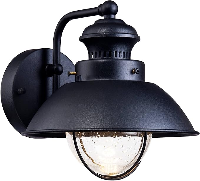 John Timberland Fordham Farmhouse Rustic Industrial Outdoor Wall Light Fixture LED Black Metal 8" Seedy Glass | Lumora