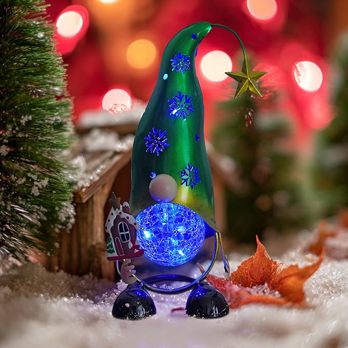 HONGLAND Christmas Gnomes Garden Decor Solar Outdoor Decorations Gnome Yard for Mom, Color Changing LED Lights with | Lumora