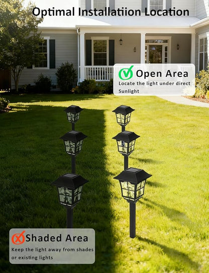 Solar Pathway Lights Outdoor, 8 Pack Waterproof Solar Powered Garden Light, 3000K Warm White LED, Path Landscape Lighting, Auto On/Off, Outside Decor Lights for Garden, Yard, Walkway, Driveway, Lawn