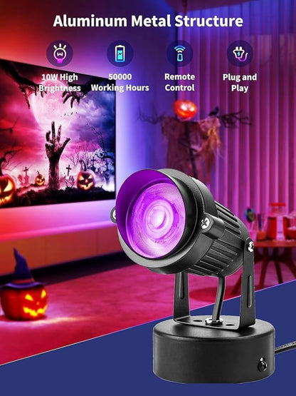 ZUCKEO LED Spot Lights Indoor RGB Up Lights with Remote, 120V 10W Uplighting Indoor Spotlight Plug in, 4.92FT Code Accent Flood Light Color Changing Landscape Lighting for Christmas Halloween(4Pack)