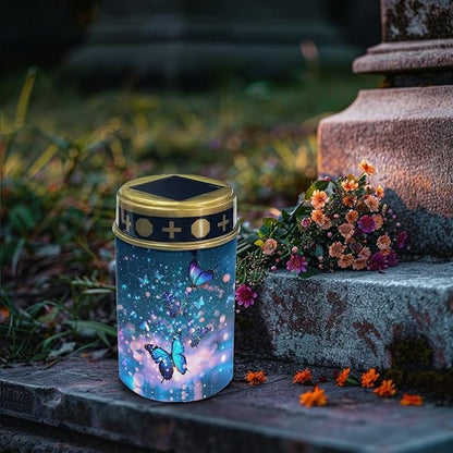 Solar Lights for Cemetery Grave Solar Lights for Cemetery Memorial Shiny Blue Butterflies Stake Solar Lights Waterproof Outdoor Garden Stake Solar Cemetery Decoration