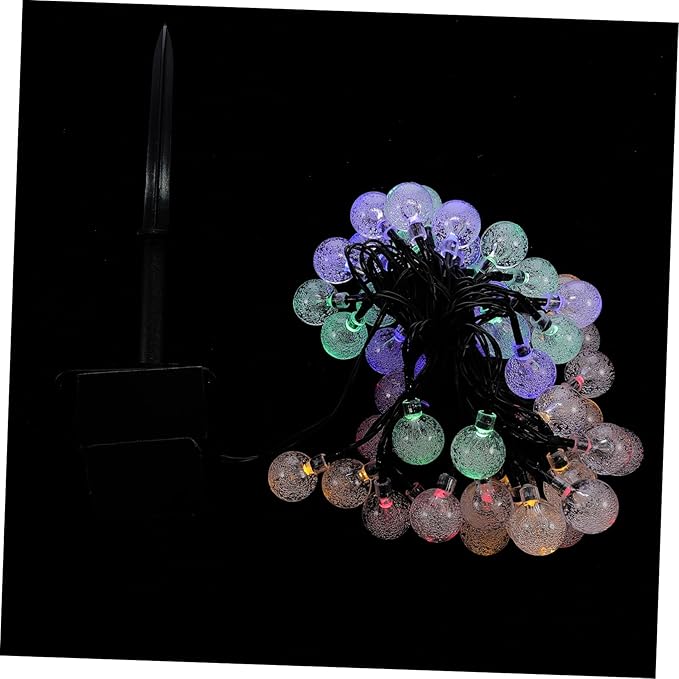 Veemoon 1set Solar String Lights Led Decorative Lights for Patio Garden and Courtyard Bubble Bulbs Energy-Saving Auto Off at Night