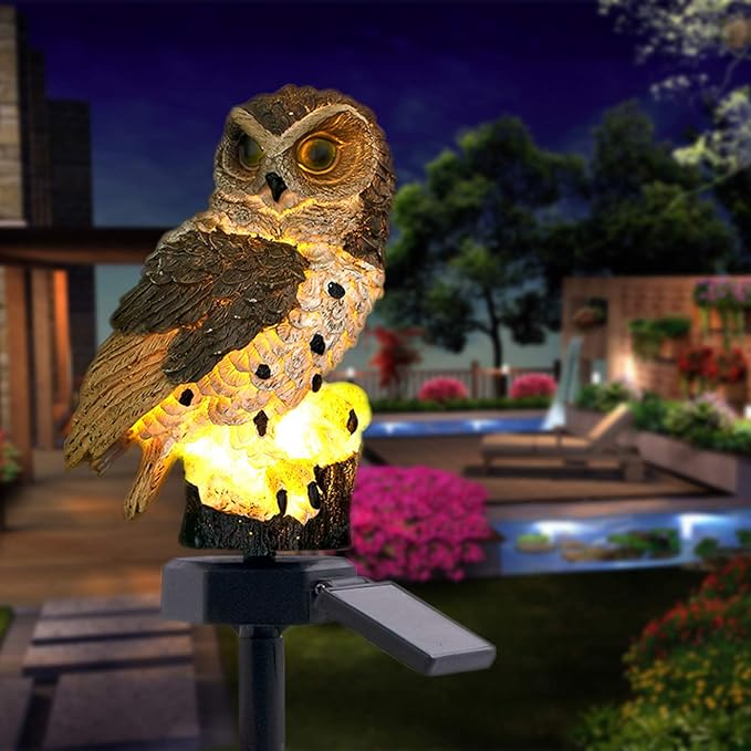 Garden Solar Lights,Owl Shape Waterproof LED Outdoor Lights,Garden Ornaments for Lawn,Pathway,Yard,Driveway,Step and Walkway,Wedding,Party and Patio Decorations(Brown)