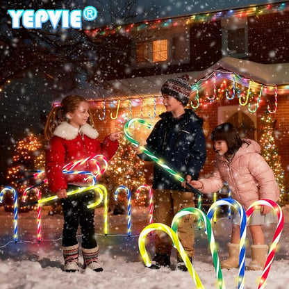 Solar Candy Cane Lights Multicolored, 12PCS Waterproof Candy Cane Christmas Outdoor Lights with 72LED, 8 Modes 1200mAh Solar Powered Outdoor Led Lights for Christmas Pathway, Patio, Garden Decorations