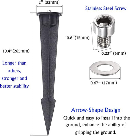 Metal Ground Stake Spike for Outdoor Landscape Spot Flood Pathway Solar Light Replacement Light Stake Spike Part Holder,10.4" Long(2 Pack)