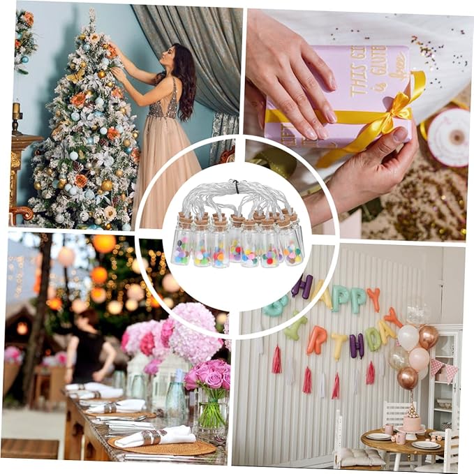 Scene LED Wish Bottle String Light Colorful Pom-Pom Indoor Decor Battery-Free Fairy Light Cork Stopper for Parties and Home Decoration