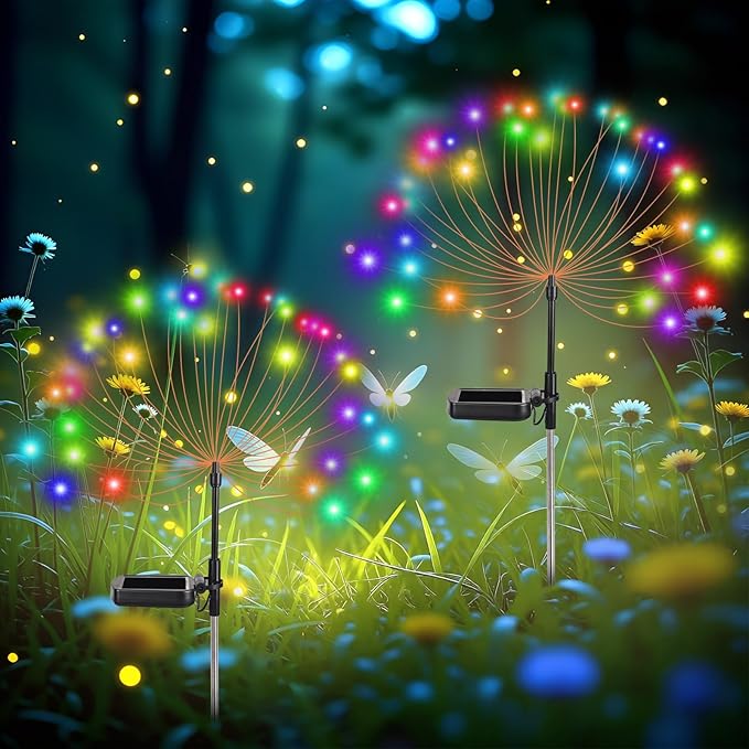 2 Packs Solar Firefly Lights, Total 70 LED Solar Swaying Garden Lights, Waterproof Landscape Light for Path, Garden, Patio, Yard Decor(Multicolor)