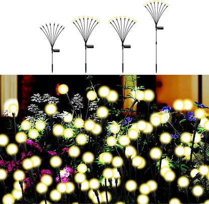 Swaying Solar Firefly Lights Outdoor, 8 Modes 800mAh Firefly Swaying Solar Garden Lights Waterproof for Outside Plant Yard Patio Pathway Christmas Garden Decor Flashing Warm White(4 Pack)