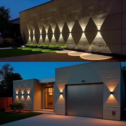 ASLIDECOR Solar Wall Lights UP and Down,Warm White Fence Lighting Waterproof Deck Step Light for Arbor Patio Yard