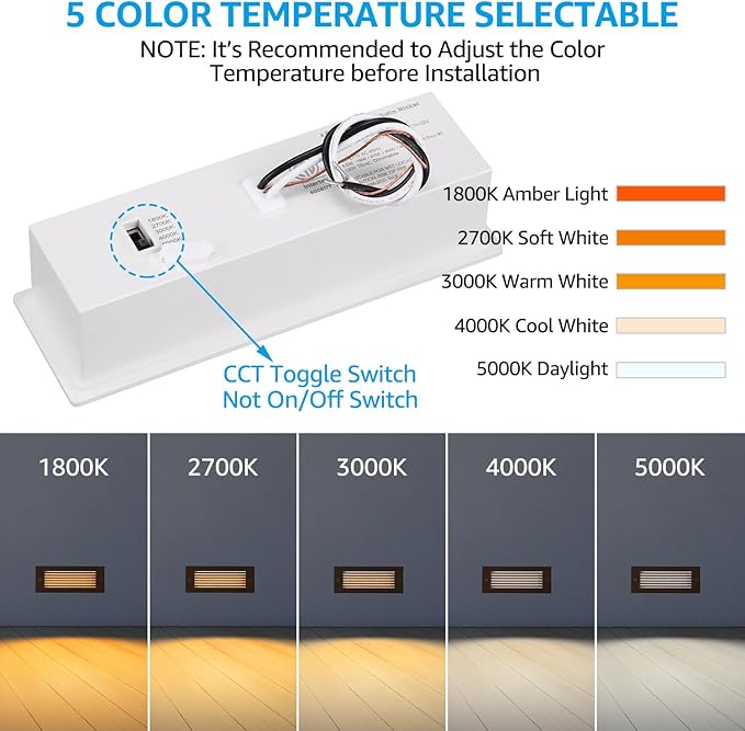 LEONLITE Update 5CCT LED Step Lights 120V-277V, Dimmable 4.5W 300LM Anti-Glare LED Deck Steps Stair Lights Outdoor | Lumora