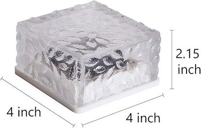 Epicgadget Solar Ice Cube Shaped Brick Light, 4x4x2.15 Inch Ice Cube Shaped Brick Warm White Outdoor Solar Garden Decorative Lights for Walkway Pathway Backyard Christmas Decoration Parties (4 PCS)