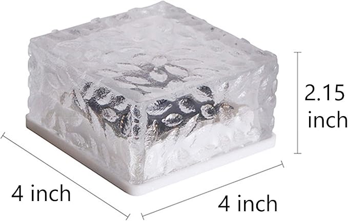Solar Ice Cube Shaped Brick Light, 4x4x2.15 Inch Ice Cube Shaped Brick Warm White Outdoor Solar Garden Decorative | Lumora