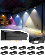 Solar Fence Lights Outdoor Waterproof 12 Pack,Solar Deck Lights with Warm & Cool White + RGB Modes | Lumora