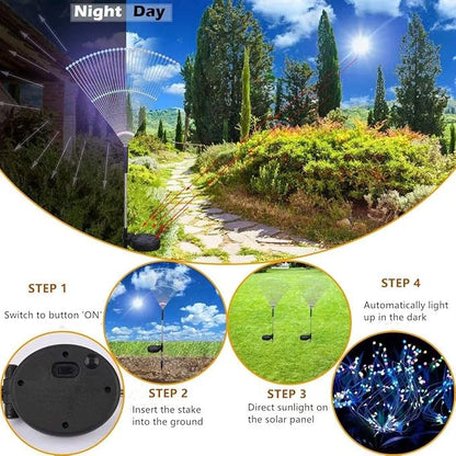 Solar Firework Lights 2Pcs Garden Lights Outdoor Waterproof, 120 LED with 8 Modes Twinkling and Steady-On, Festive daysStarburst Lights for Path, Patio, Yard (Colorful)