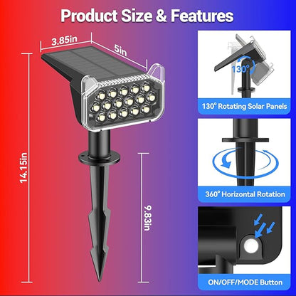 WdtPro 10 Pack Solar Color Changing Spot Lights, 10 Lighting Modes Solar Lights Outdoor Waterproof, Multicolor RGB Outdoor Lights, 9 Colors Auto Cycling Landscape Spolights for Yard Garden Decoration