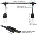 TORCHSTAR 50FT Outdoor String Lights Commercial Great Weatherproof with 15xE26 Sockets & 16 Vintage Edison LED | Lumora