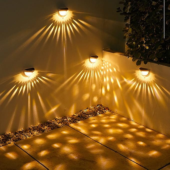 Ulalaza 2Pcs Solar Decking Lights RGB+ Changing Solar Step Lights Outdoor Waterproof Stair Lights for Fence, Deck Patio, Front Door, Stair, Yard & Driveway Path Warm White
