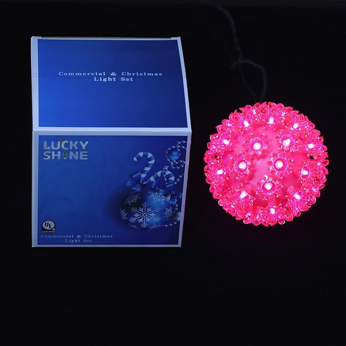 LUCKY SHINE 6 Inches Starlight Sphere Lights with 50 LED Pink Lights, UL Listed and Commercial Hanging Sphere Light, for Indoor and Outdoor Easter, Christmas, Halloween