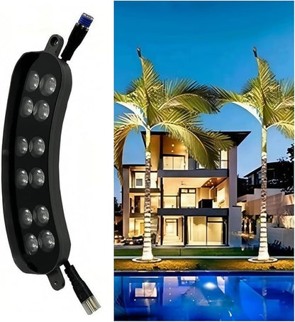 Outdoor Ring Tree Light - AC 24V Colored LED IP65 Waterproof Palm Tree Uplighting with Adjustable Tree Rings, Expandable Interlocking LED Uplighting or Downlight for Trees/Roman Columns(For expanding)