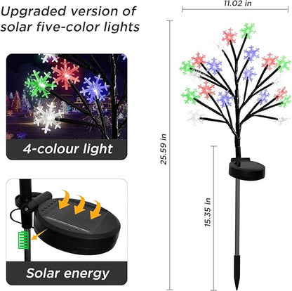 Multicolor Snowflakes Solar Pathway Lights for Christmas Decorations Outdoor - 2PACK 40LED Garden Stake Lights, Waterproof Outdoor Snowflakes Solar Christmas Lights for Garden Yard Patio Xmas Decor