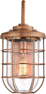 Westinghouse 6347900 Ferry One-Light Outdoor Wall Fixture, Washed Copper Finish with Clear Seeded Glass, | Lumora