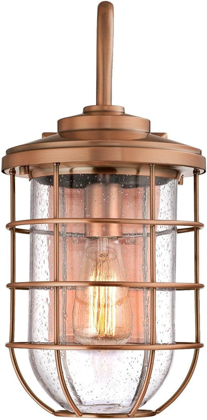 Westinghouse 6347900 Ferry One-Light Outdoor Wall Fixture, Washed Copper Finish with Clear Seeded Glass,