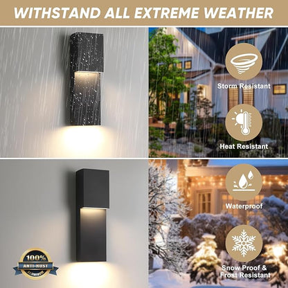 Fire Wolf Modern 16" 18W LED Outdoor Wall Sconce,Dual-Source Front Porch Light,Aluminum Modern Wall Light,3000K,Damp Environments Such as Porches,Terraces,Gardens,Indoor/Outdoor Applications