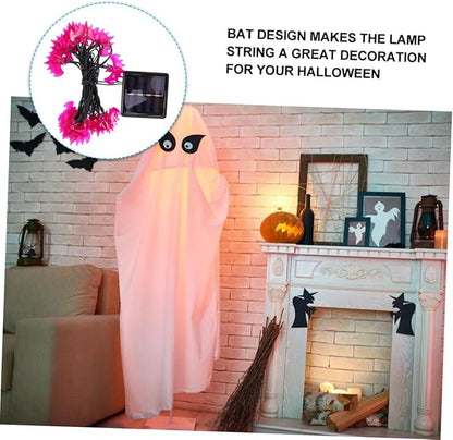 Garneck Solar Purple Bat String Lights Decorative Lights for Halloween for Outdoor Bar