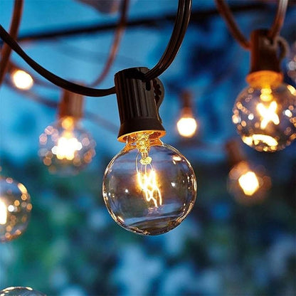 Abeja 50 Feet Patio String Lights with 53 Edison Globe Bulbs and 50 Pack G40 Light Bulbs Replacement, 120V 5W Clear Globe G40 Outdoor String Lights