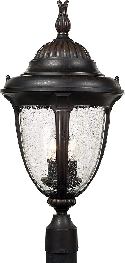 John Timberland Casa Sierra Traditional Outdoor Post Light Fixture Lantern Bronze 24 1/2" Seedy Glass for Exterior | Lumora