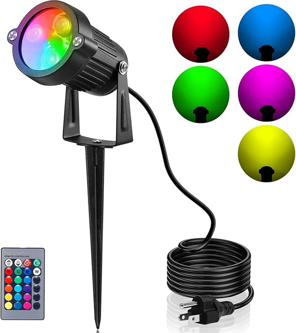 OurLeeme Lawn Flood Light Stake, 2-in-1 Waterproof Outdoor Remote Control Landscape Lighting Spotlight Wall Light | Lumora