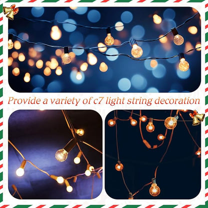 C7/e12 Christmas Light String Set, UL Listed C7 Christmas Light Strand Spool Stringer 12 Spacing Spool Wire for Patio Backyard Xmas Tree Roofline(50ft)