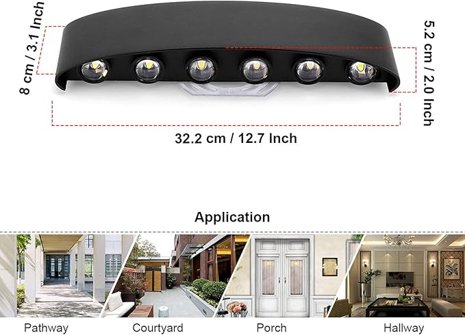 Kawell 12W Waterproof Modern Wall Light LED Wall Lamp Aluminum LED Wall Sconce Up Down Indoor Outdoor for Bedroom | Lumora