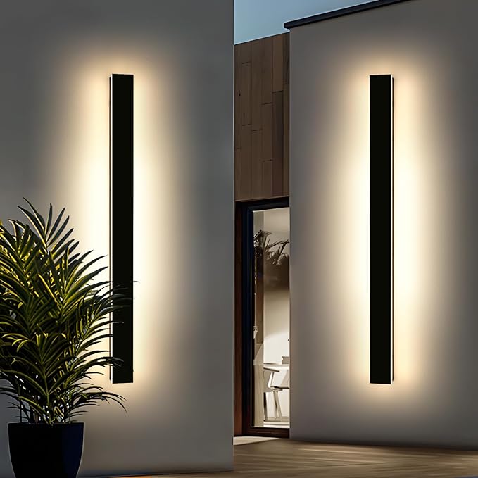 Mikeru 57inch Long LED Light Fixtures, 3000k Exterior Wall Sconces, Acrylic Invisible Exterior Wall Light for Porch Modern Outdoor Wall Mount Lighting for House Porch Patio Garage