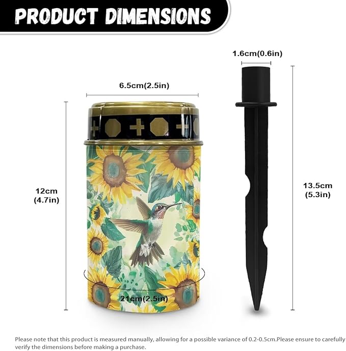 Sunflower Cemetery Solar Lights Hummingbird Solar Pathway Lights Solar Lights Outdoor Garden Waterproof Cemetery Grave Decorations for Outside Yard Walkway Decor