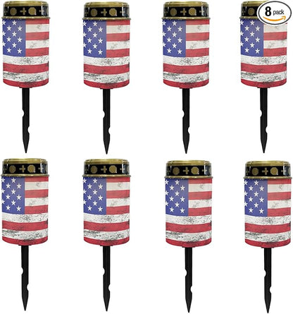 US Flag Outdoor Solar Lights,Solar Stake Lights Waterproof Solar Garden Lights Landscape Lighting Solar Pathway Lights Solar Lantern Outdoor Powered-Warm White